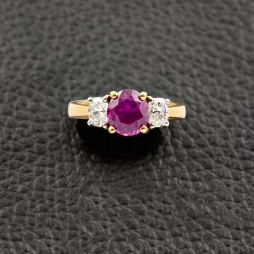 Elegant Custom Engagement RingRuby & Diamond Ring