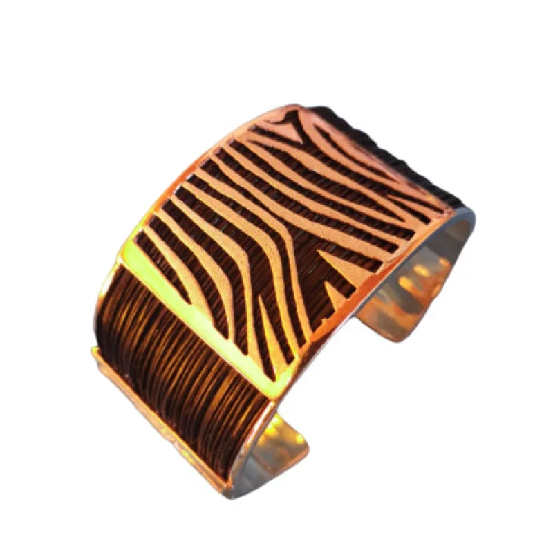 Unique Stone Bangles-Elephant hair bangle with zebra - print