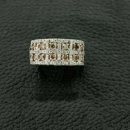 Personalized Wedding Ring with RubyBrown & White Diamond Ring