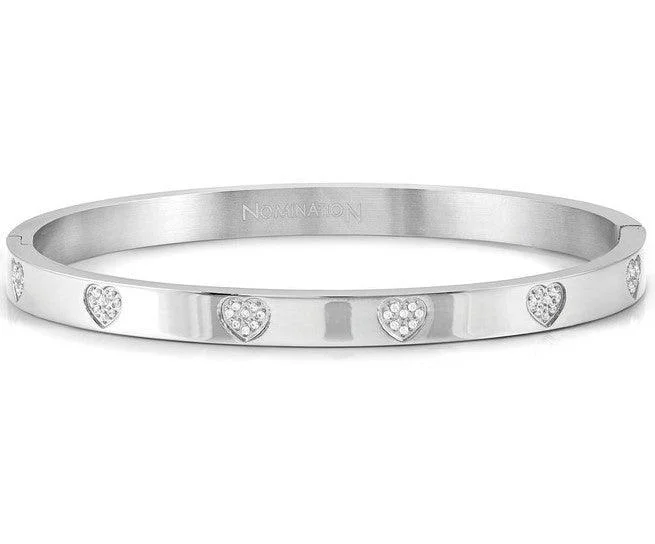 Bangles Set-Nomination Silver Cubic Zirconia Heart Bangle