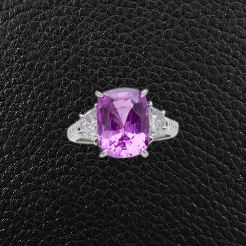 Designer Engagement Ring SetCushion cut Pink Sapphire and Diamond Ring