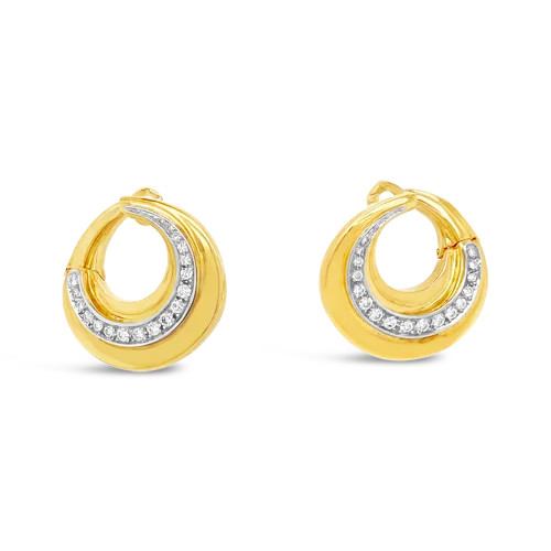 Black Earrings-Gold & Diamond Estate Earrings