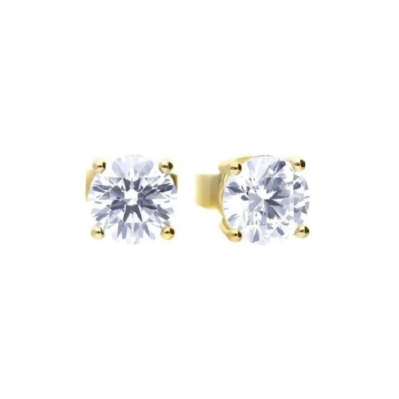 Elegant Pearl Dangle Earrings-Gold Plated Silver 0.75ct Cubic Zirconia Solitaire Stud Earrings