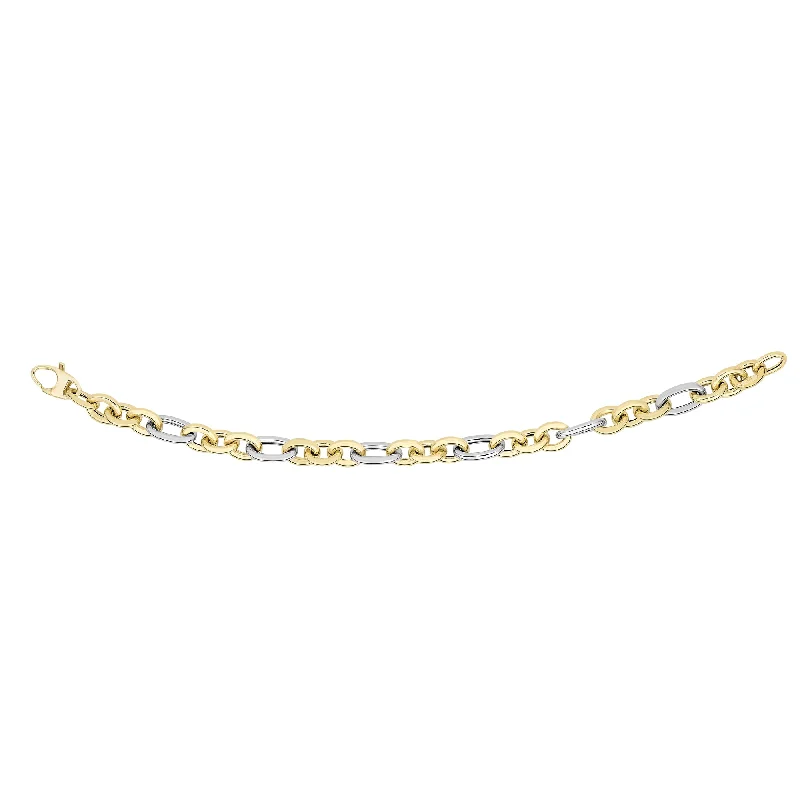 Simple Bead Bracelet-14K Gold Alternating Three Plus One Heritage Link Bracelet