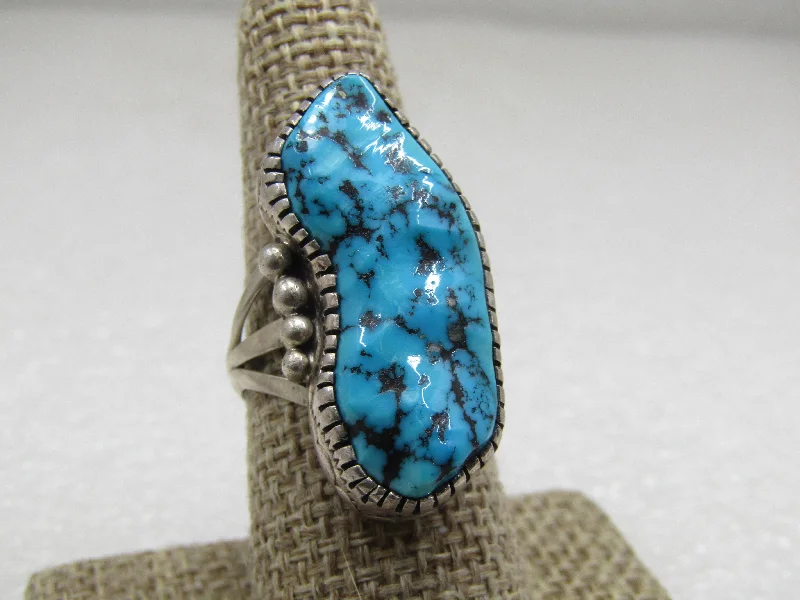 Custom Designer Wedding Ring SetSterling Southwestern Turquoise Ring, Tony Guerro, Sz. 8, Unisex