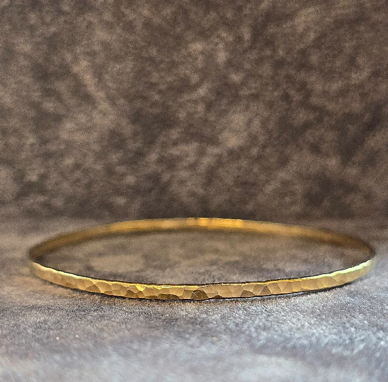 Bangles For Girls-Yaron Morhaim Slim Gold Hammered Bangle - 14ct Rolled Gold