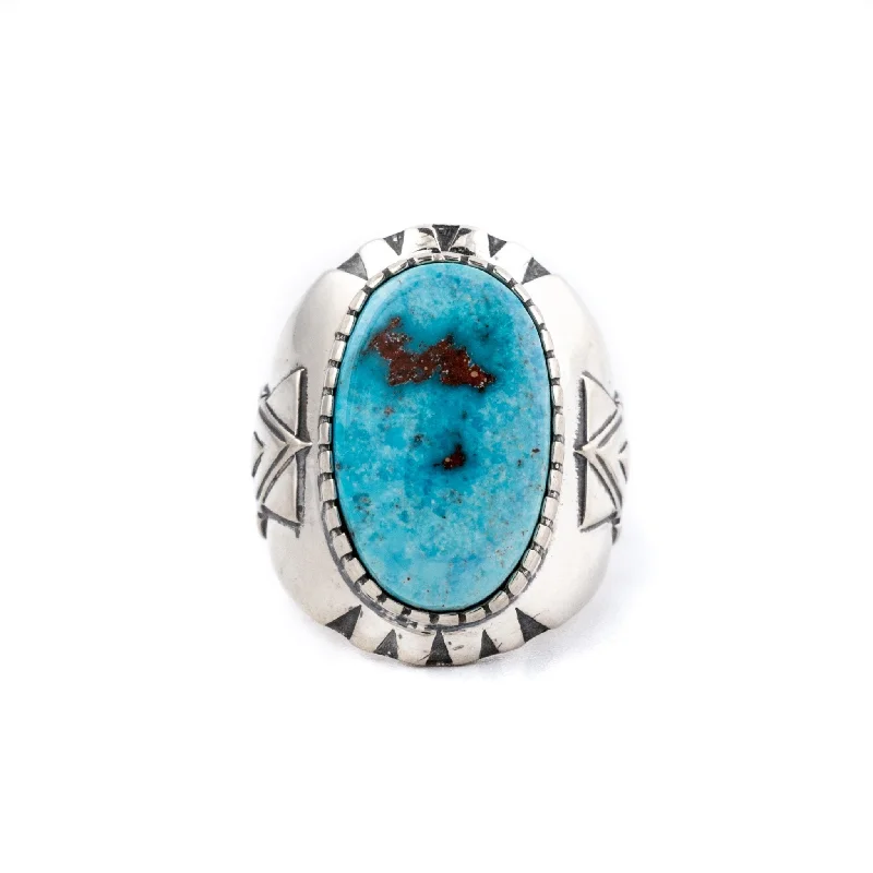 Boho Style Wedding Ring for WomenEgyptian Turquoise Alpha Ring