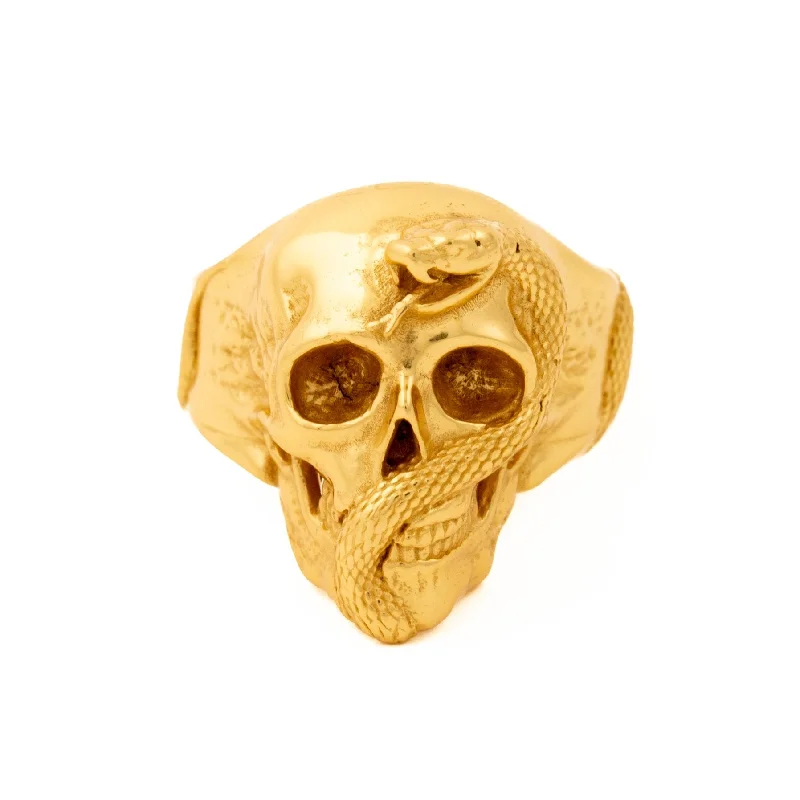 Men's Ring with Custom EngravingGold "Jake" Skull Ring