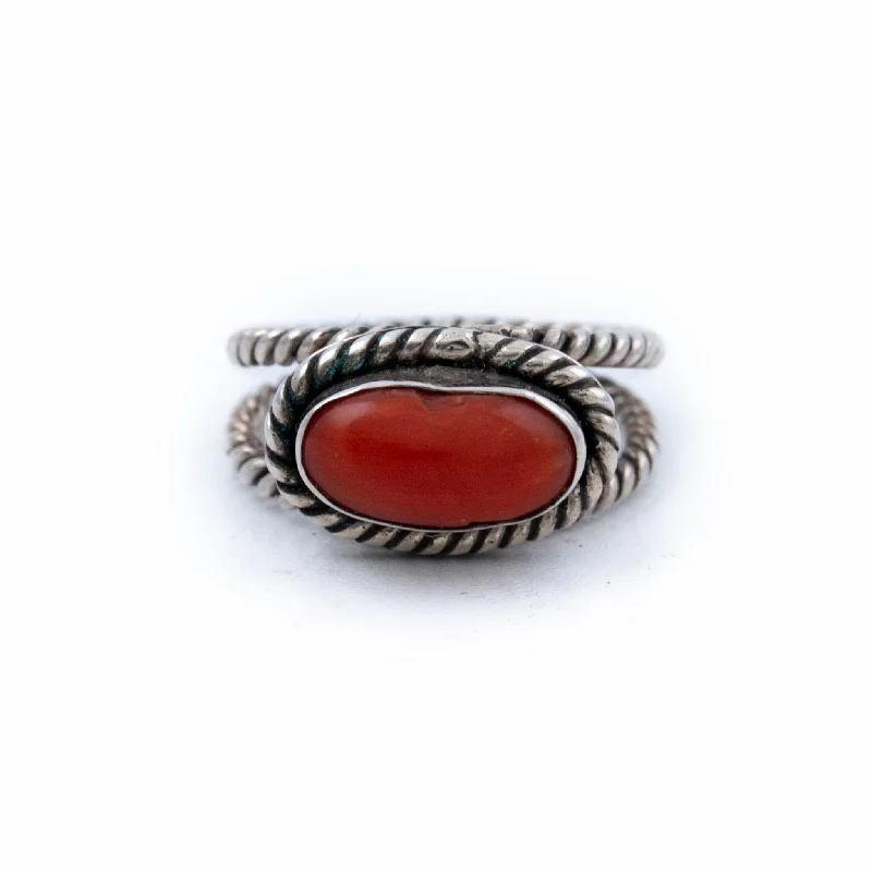 Unique Wedding Ring for MenTwisted Oval Coral Ring