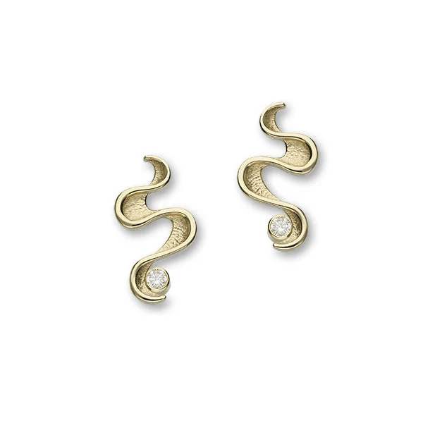 Double Drop Gold Earrings-Mirran Ripples Gold Earrings GDE118