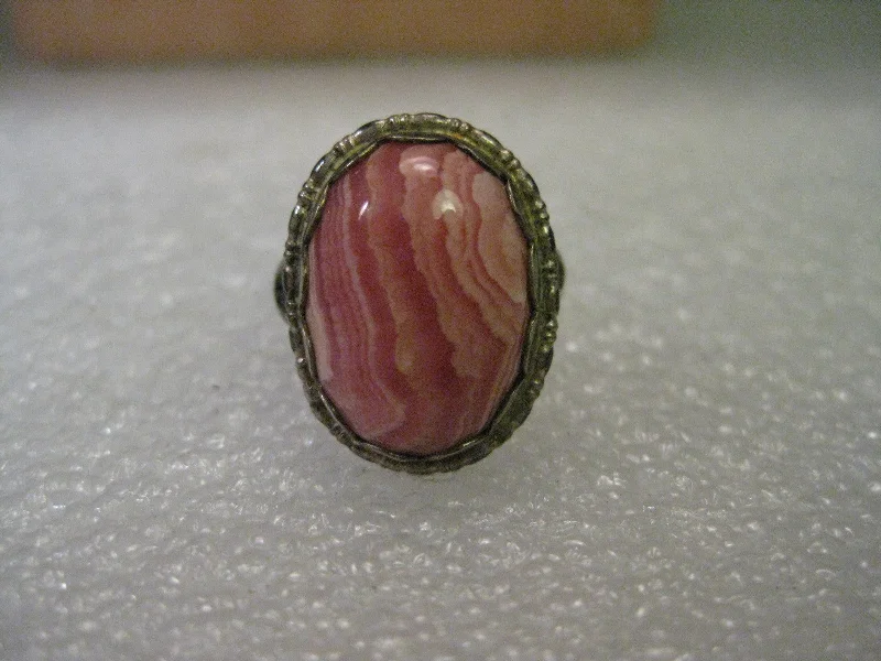 Custom Platinum Wedding Ring SetVintage Ring, Sterling Silver Rhodocroisite Southwestern Ring, size 6.75, Split V Band