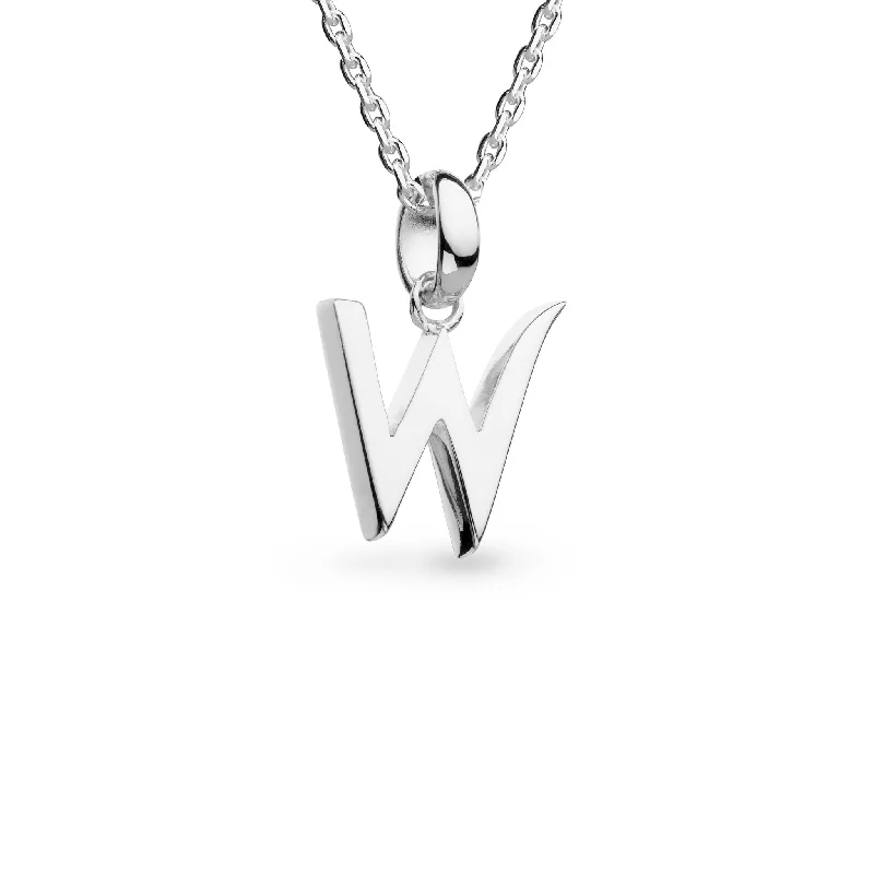 Birthstone Anniversary Ring-Long Pendant Necklace for Women-Silver Signature Skript Capital W Necklace