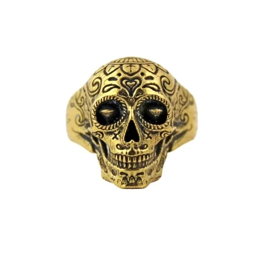 Unique Promise Ring for CouplesBrass "Sugarman" Skull Ring