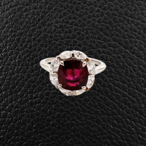 Custom Heart-Shaped Engagement RingRuby & Diamond Ring