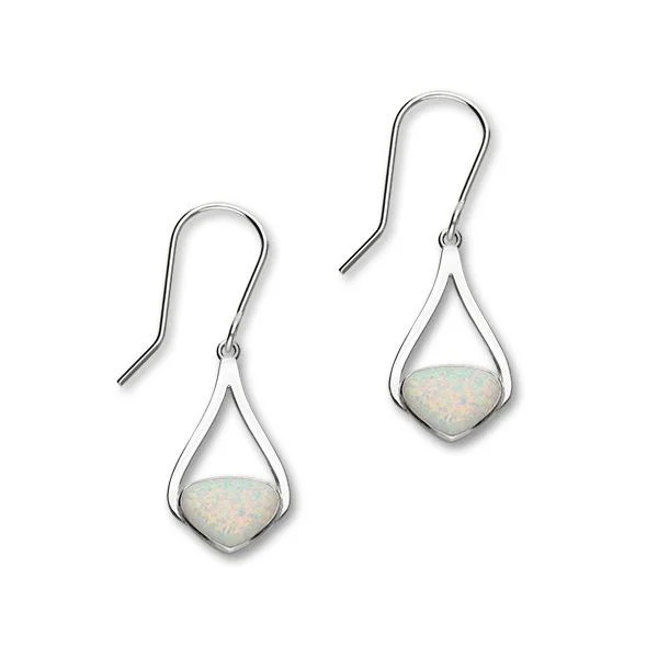 Custom Gold Drop Earrings-Sahara Sunset Silver Earrings SE391 White Opal