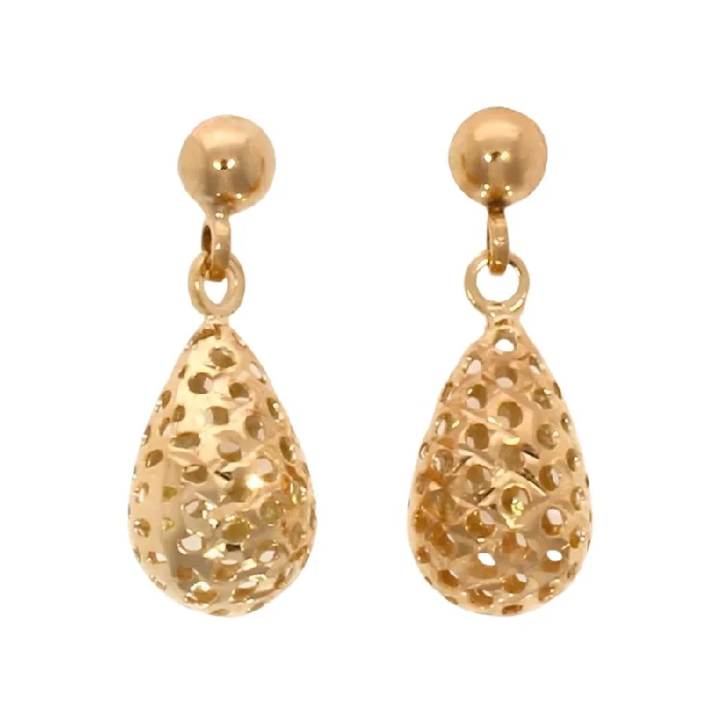 Adjustable Drop Earrings-9ct Rose Gold Pierced Bombe Drop Earrings