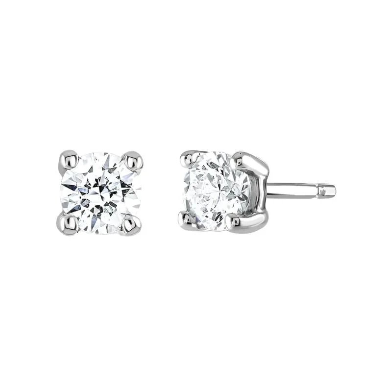 Dainty Earrings-18ct white gold Solitaire Diamond stud earrings 0.50ct