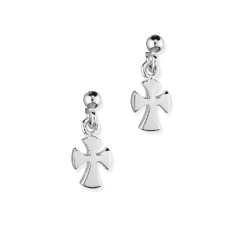 Chunky Hoop Earrings for Women-Crosses Silver Earrings E133