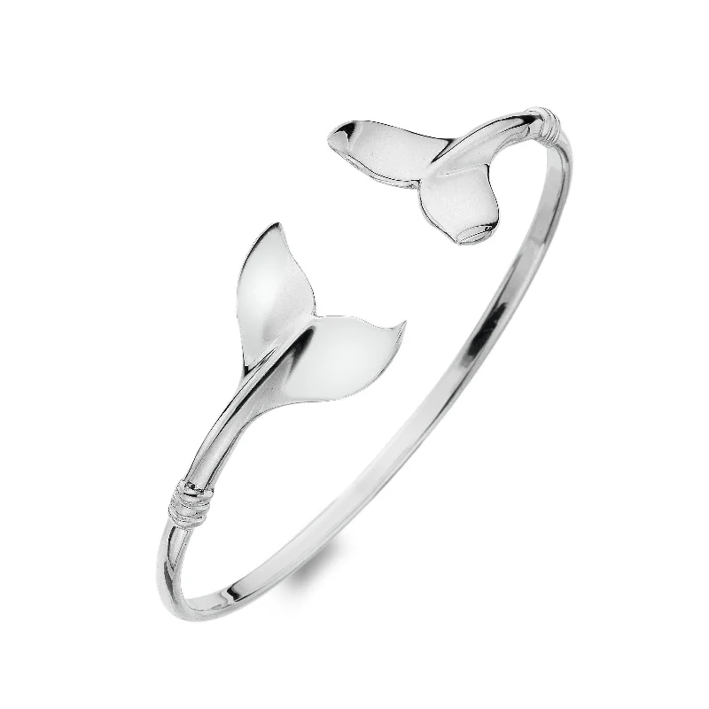 Wedding Bangles Set-Sea Gems Sterling Silver Whale Tail Torque Bangle