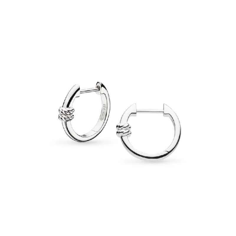 Bold Designer Earrings-Silver Marina Rope Hinged Hoop Earrings