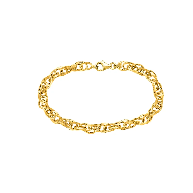 Stone Bead Bracelets-14K Gold Polished Euro Link Chain