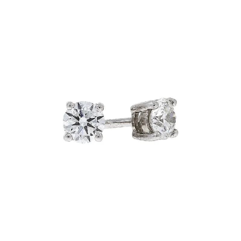 Minimalist Hoop Earrings-18ct white gold 4 claw solitaire diamond earrings