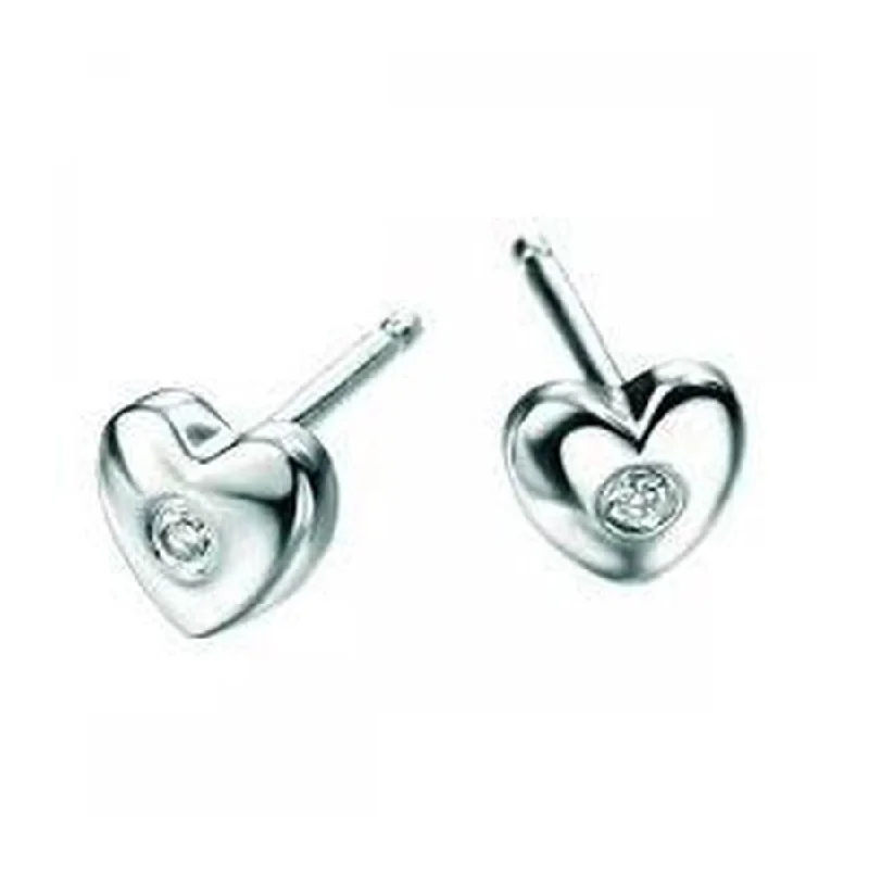 Elegant Pearl Dangle Earrings-Silver Diamond Set Heart Stud Earrings