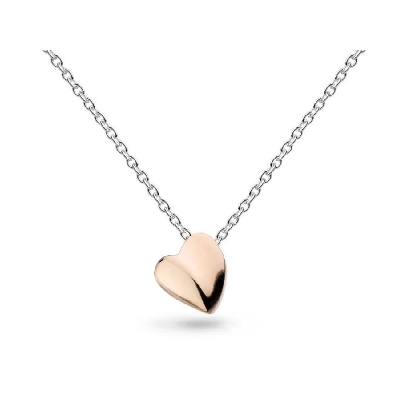 Trendy Ring Set for Women-Trendy Gemstone Necklace-Silver Miniature Sweet Heart Rose Gold Plate Necklace