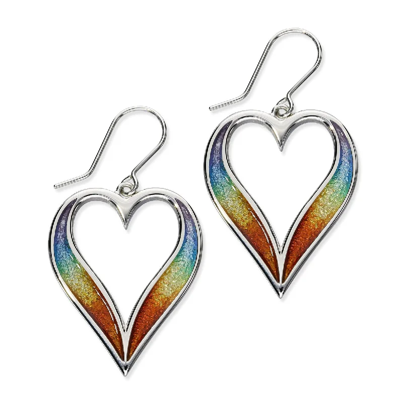 Elegant Drop Earrings-Astin Sterling Silver Drop Heart Earrings with Enamel EE630