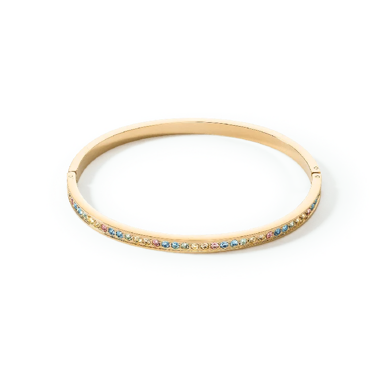 Gold Bangles For Women-Coeur De Lion Gold and Pastel Multi-Coloured Bangle