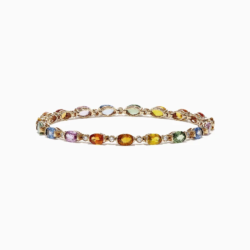 Magnetic Therapy Bracelets-Watercolors 14K Yellow Gold Sapphire and Diamond Bracelet, 11.20 TCW