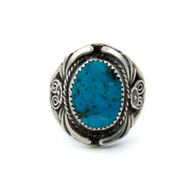 Men's Customizable Ring with EngravingVintage Kingman Navajo Ring