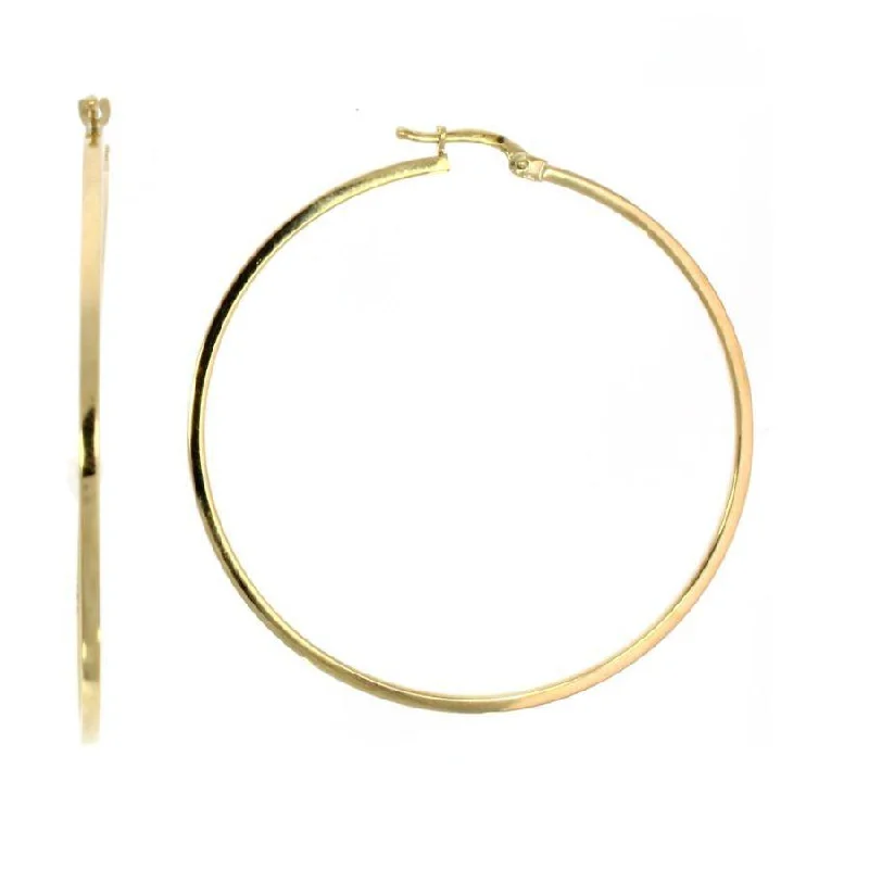 Bright Gemstone Earrings-9ct Yellow Gold Large Tube Hoop Earrings