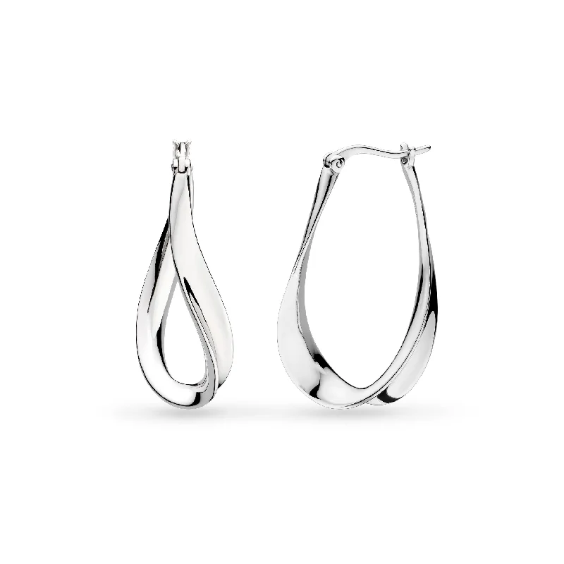 Gemstone Earrings for Weddings-Silver Serenity Grande Hoop Drop Earrings