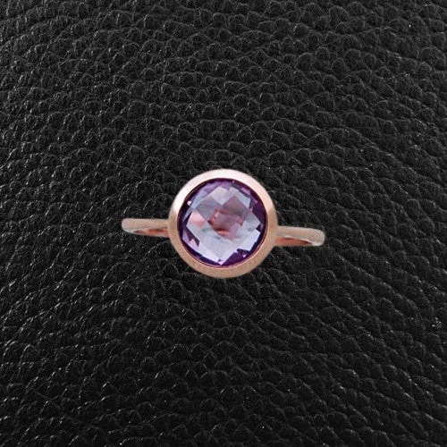 Personalized Wedding Ring for HerRound Amethyst Ring