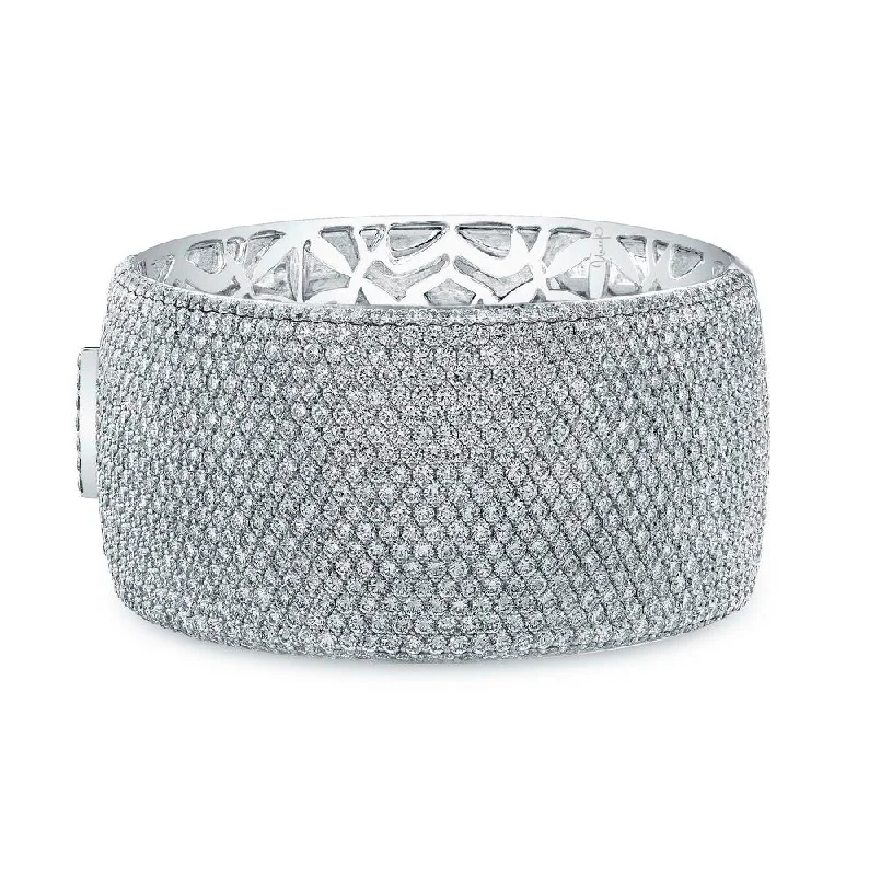 Personalized Wedding Bangles-Uneek 19-Row Wide Pave Diamond Cuff Bracelet