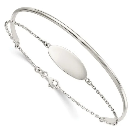 Sleek Bangles-Sterling Silver Polished ID Bangle