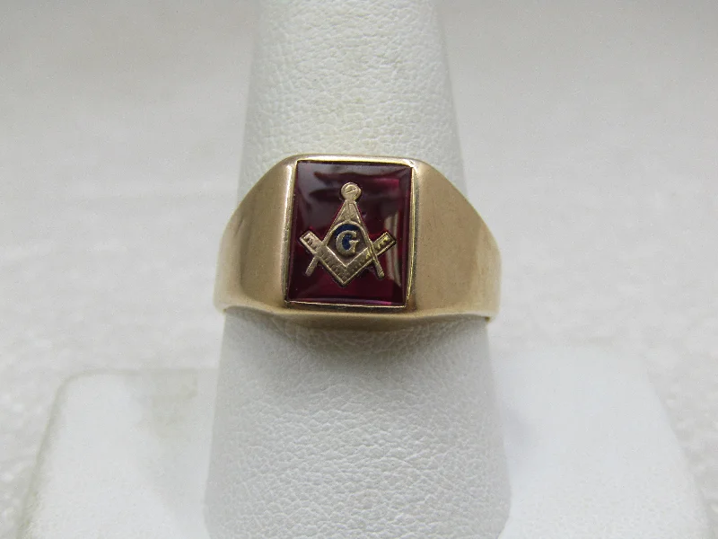 Custom Wedding Band for Special OccasionsVintage 10kt Ruby Masonic Ring, Sz. 10, Signed, 1940's-1950's