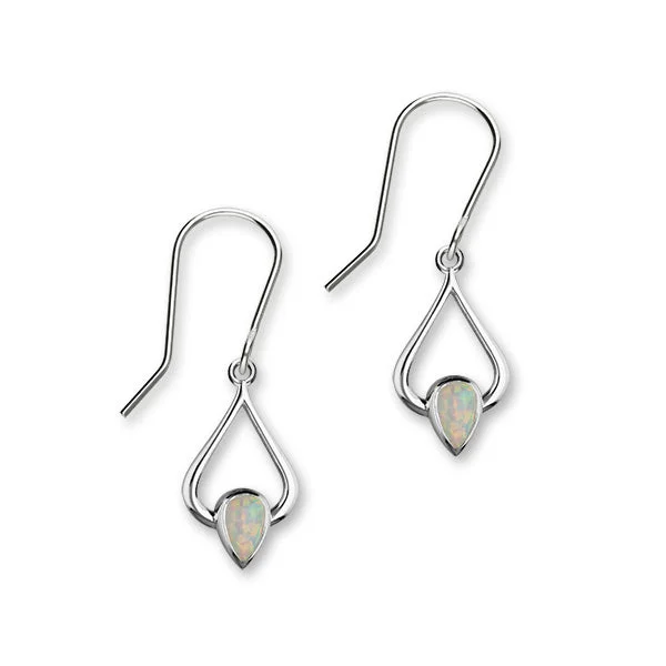 Handcrafted Earrings-October Birthstone Silver Earrings SE399 White Opal