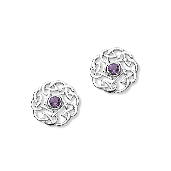 Pear Earrings-Celtic Silver Earrings CE17 Amethyst