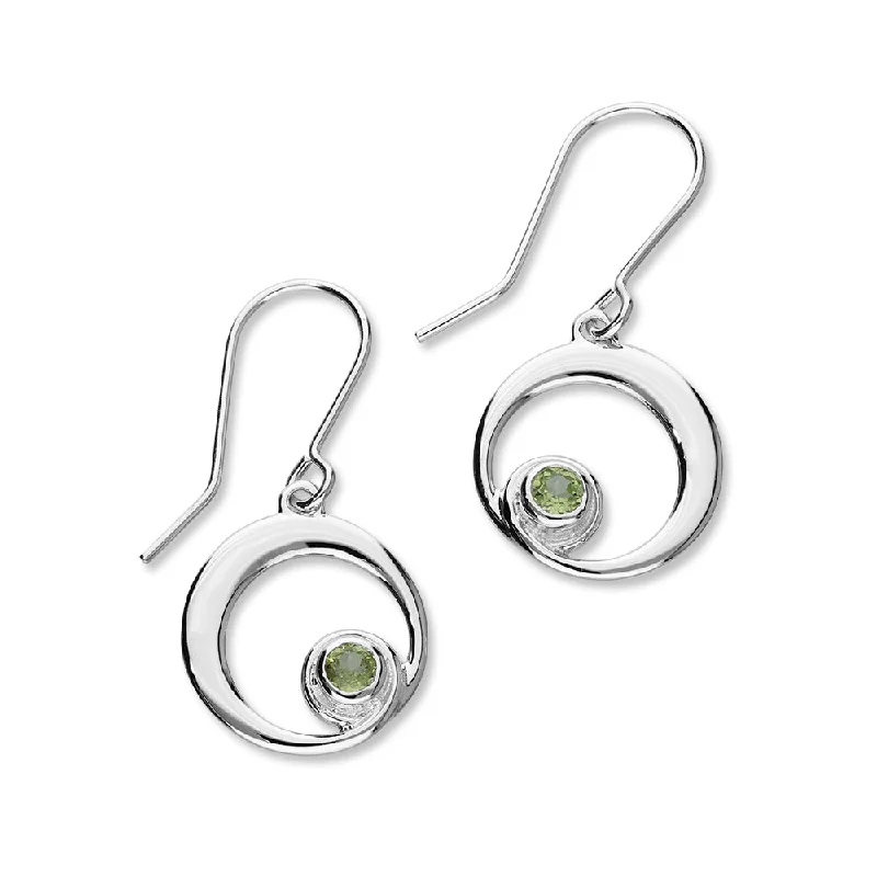 Long Gold Drop Earrings-August Birthstone Silver Earrings CE361 Peridot