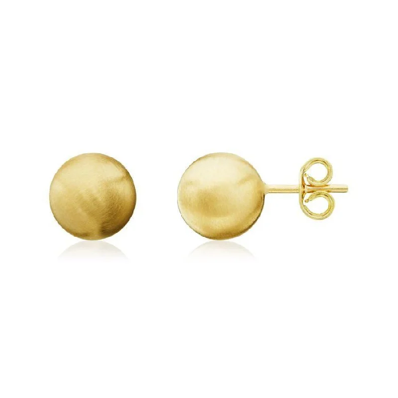 Custom Stud Earrings-9ct Yellow Gold Satin Finished 8mm Ball Stud Earrings