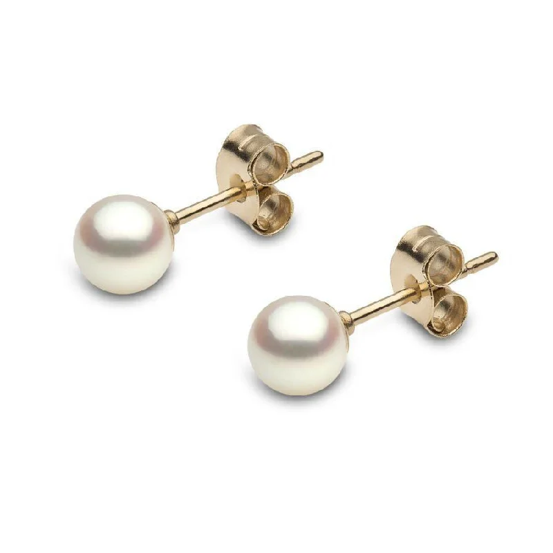 Artistic Drop Earrings-18ct Yellow Gold Cultured Pearl Stud Earrings