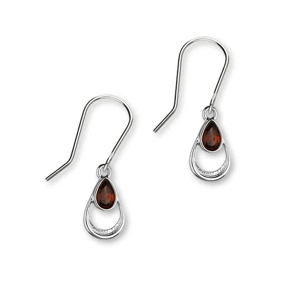 Vintage Gold Earrings-January Birthstone Silver Earrings CE403 Garnet