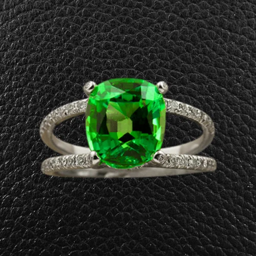 Engagement Ring with Side Stone DiamondsGreen Tourmaline & Diamond Ring