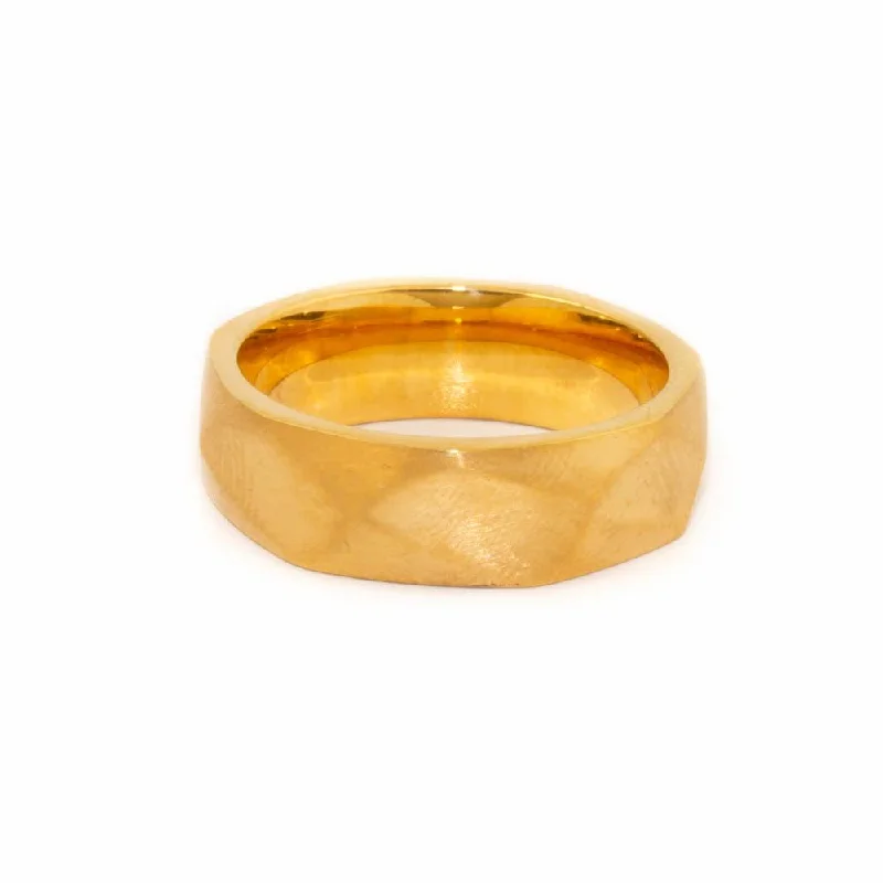 Vintage Wedding Ring with CustomizationGold x Polygonal Cigar Band