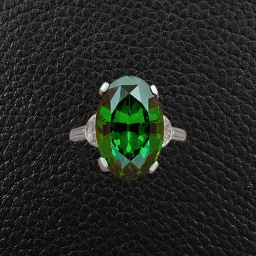 Custom Wedding Set for Him and HerOval Tsavorite & Diamond Ring