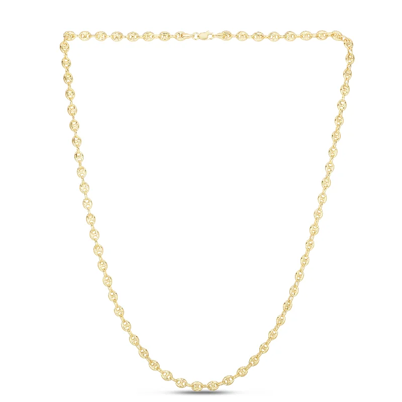 Slim Bracelets-14K Gold Puffed Mariner Chain