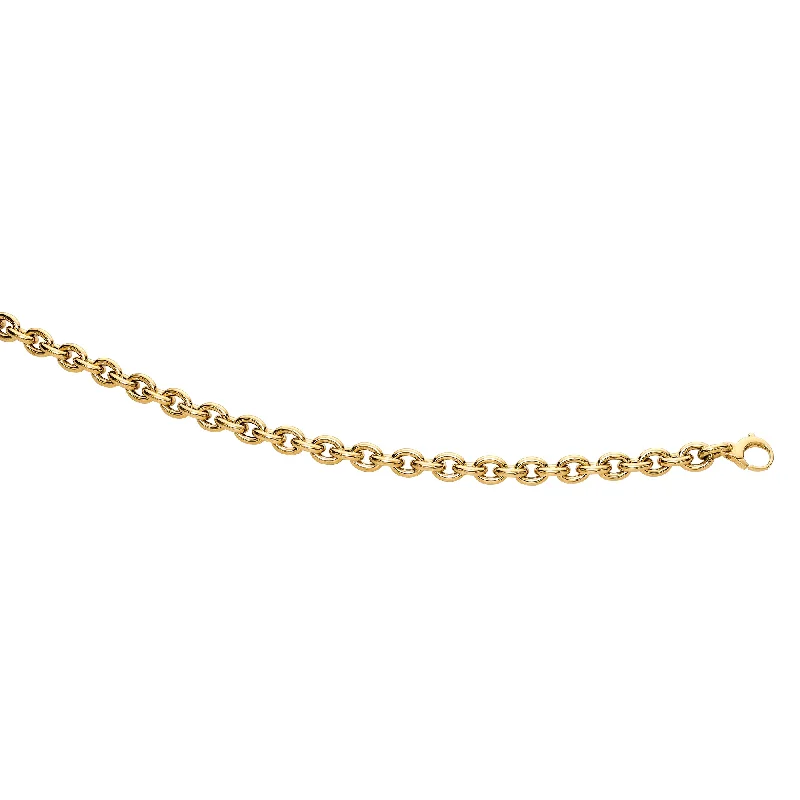 Gold Beaded Bracelets-14K Gold Polished Oval Cable Link Chain