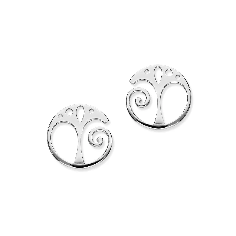 Silver Earrings for Men-Tree of Life Sterling Silver Stud Earrings, E1538